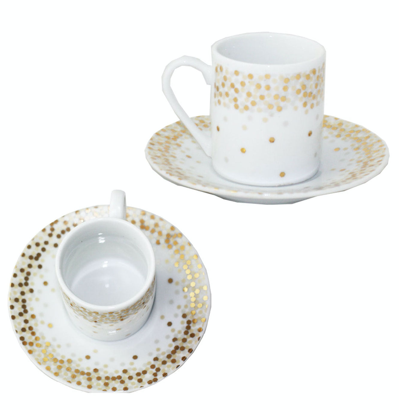 Gold Spot & White Espresso Cup and Saucer from China Blue