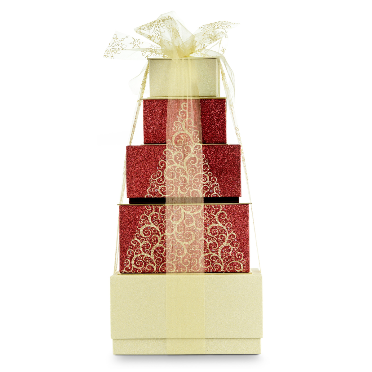 Tower Of Treats - Tree Print Red & Gold
