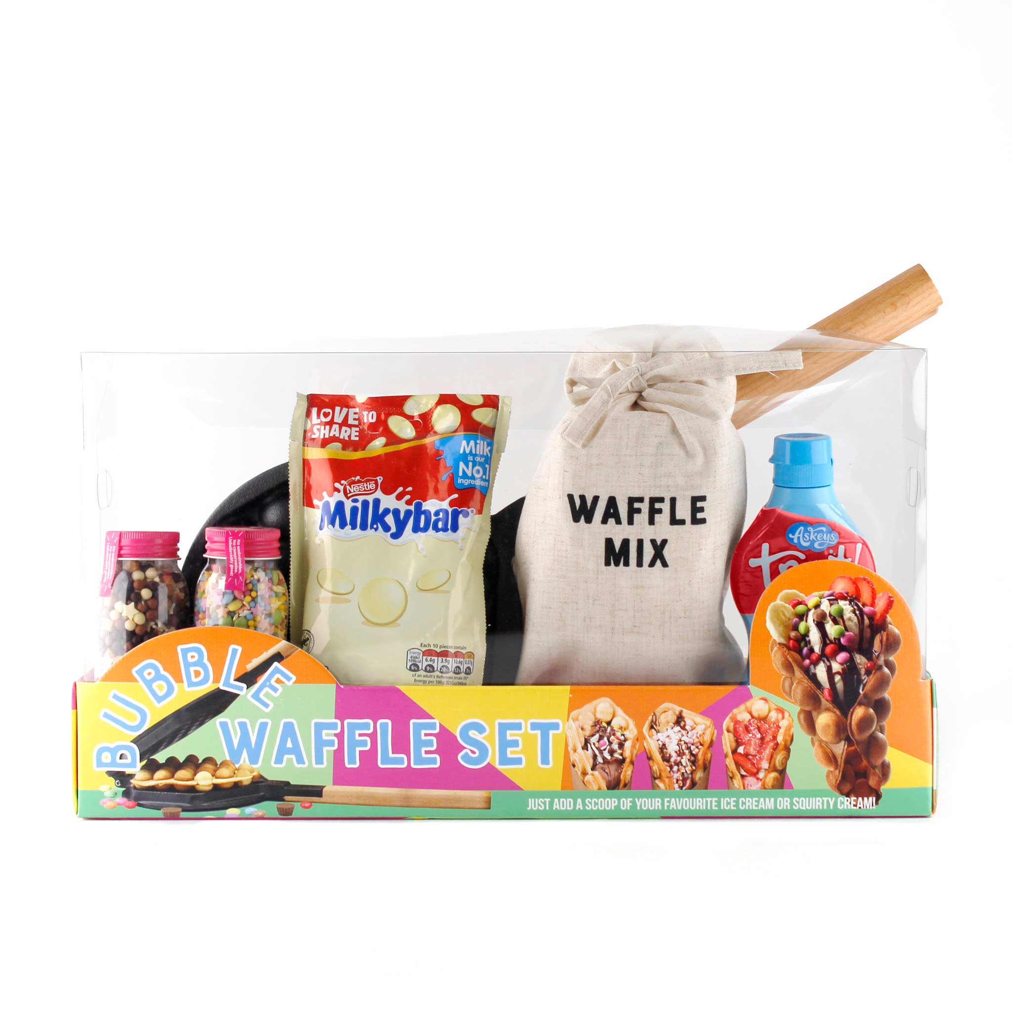 Milkybar and strawberry bubble waffle gift set by china blue