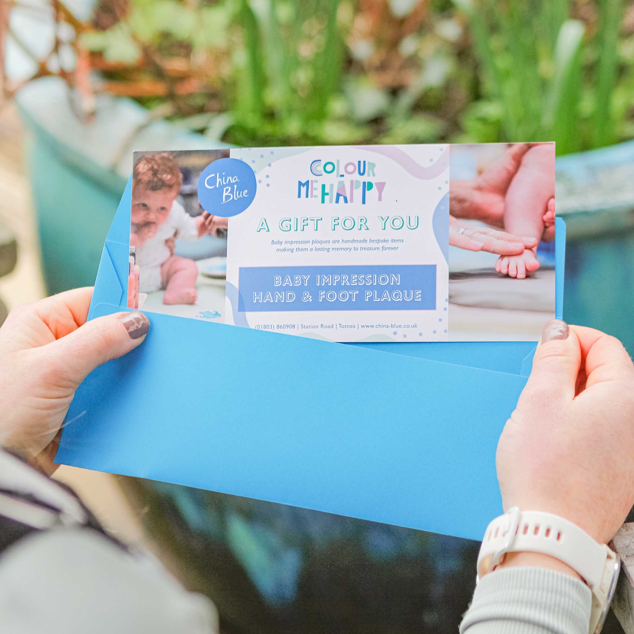 Square Hand and Foot Plaque Voucher from China Blue