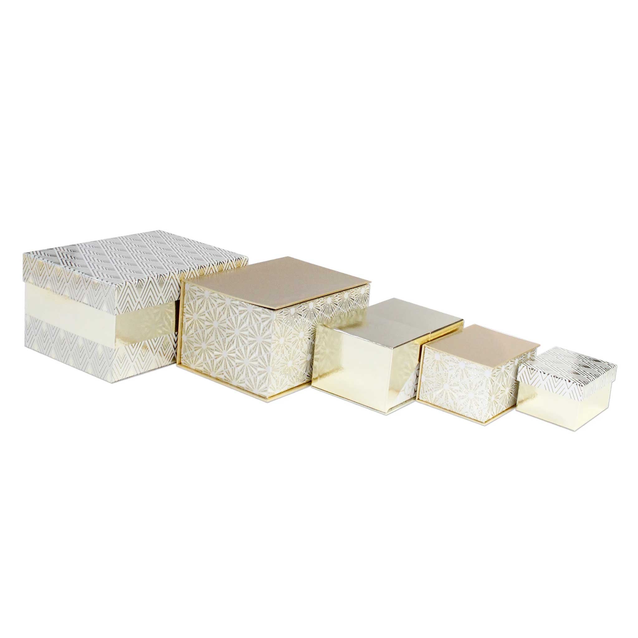 Tower of Treats Boxes - Gold and White
