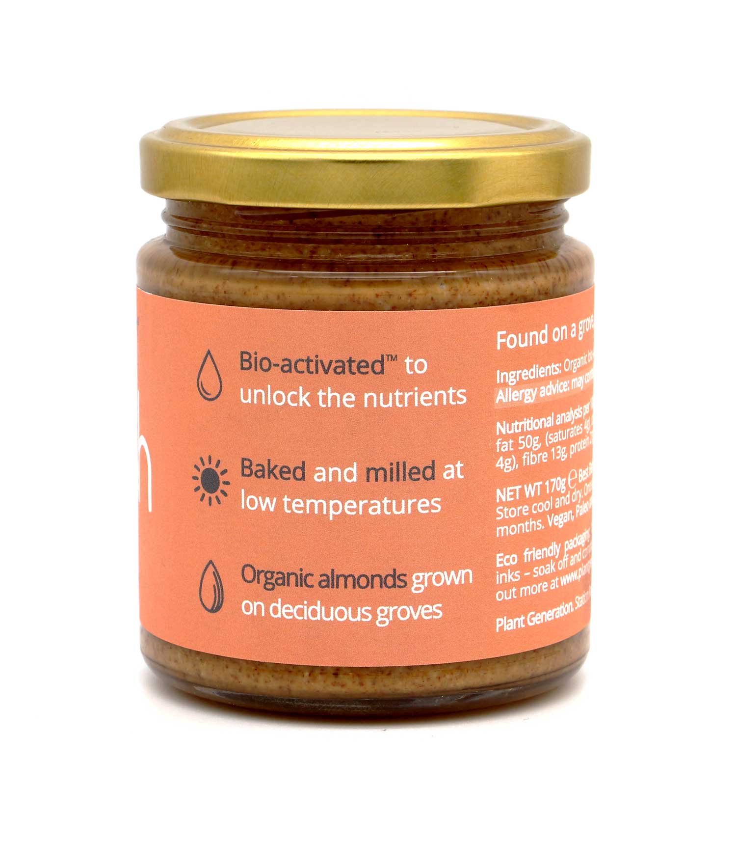 Detailed label on almond jar