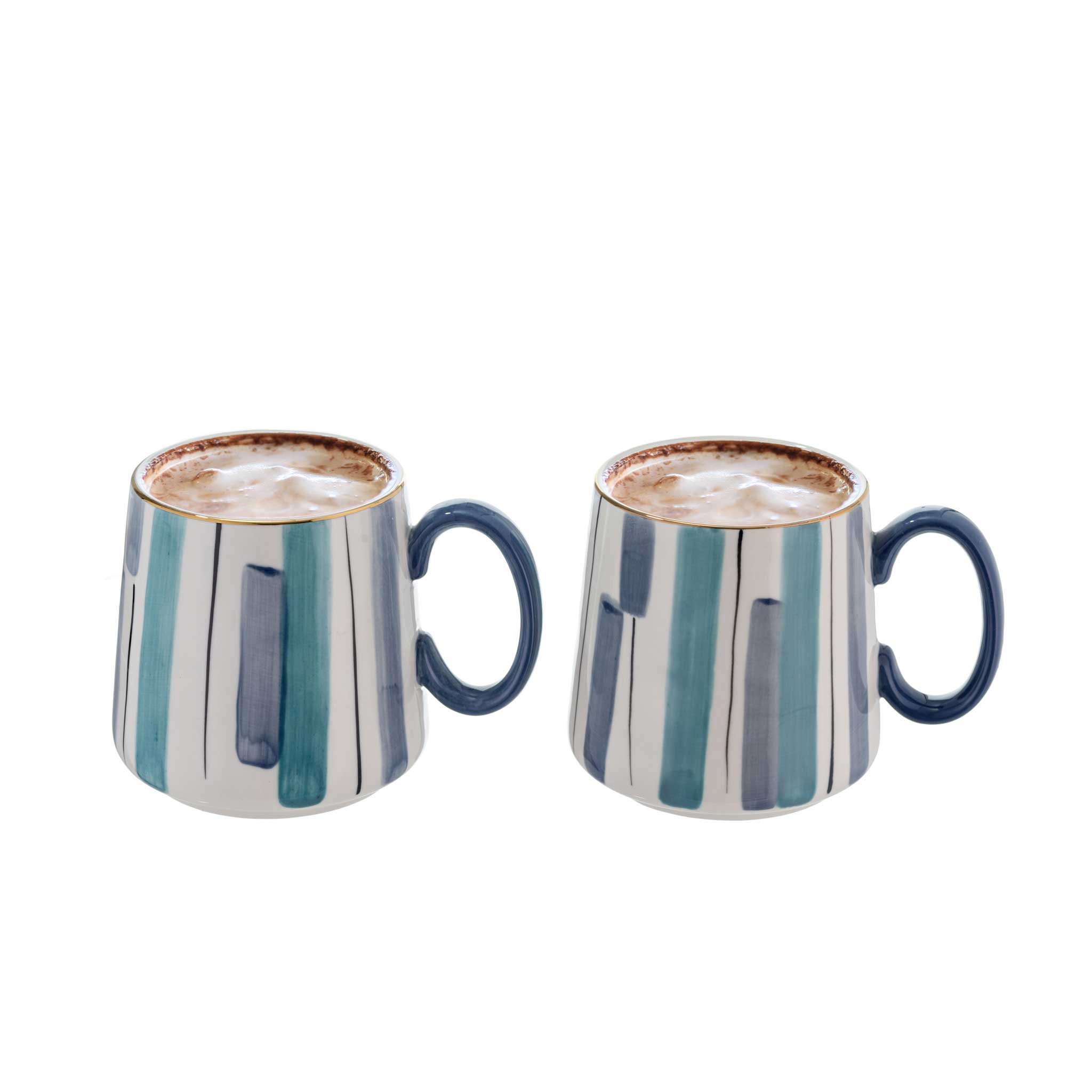 Pair of Blue Striped Mugs from China Blue